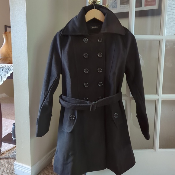 Women’s Black Wool Blend Belted Coat SZ S (New) - Picture 2 of 7